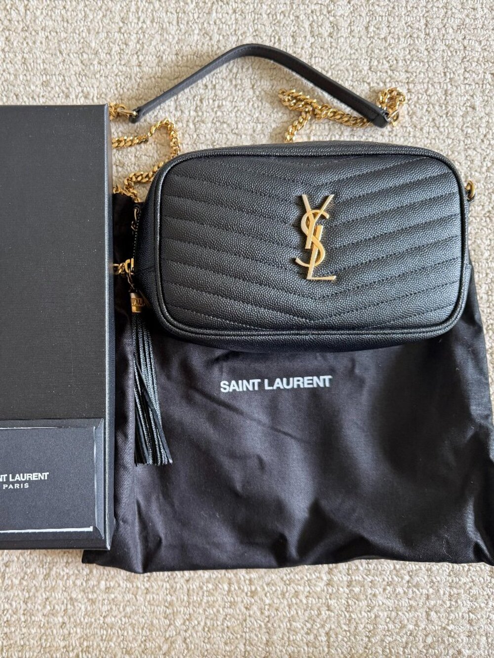 Saint Laurent Mini Lou Quilted Leather Camera Bag